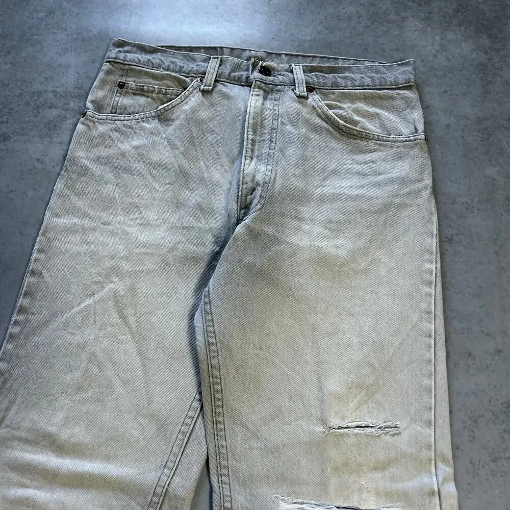 Levi's 505 Regular Fit Gray Mens Size 32x30 Jeans '87 USA Made Vintage Black Tab